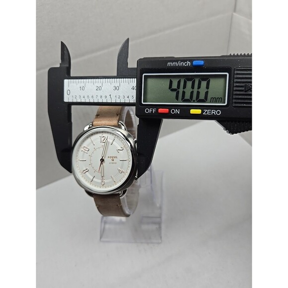 Fossil Q Hybrid Womens Silver White Dial Tan Leather Smartwatch New Battery - Picture 5 of 12